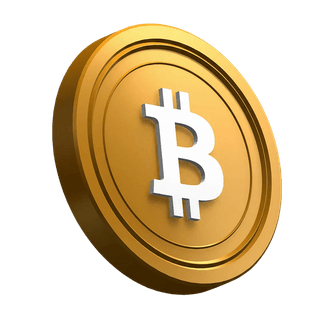 Design de la bannière principale avec une pièce Bitcoin (BTC) inclinée